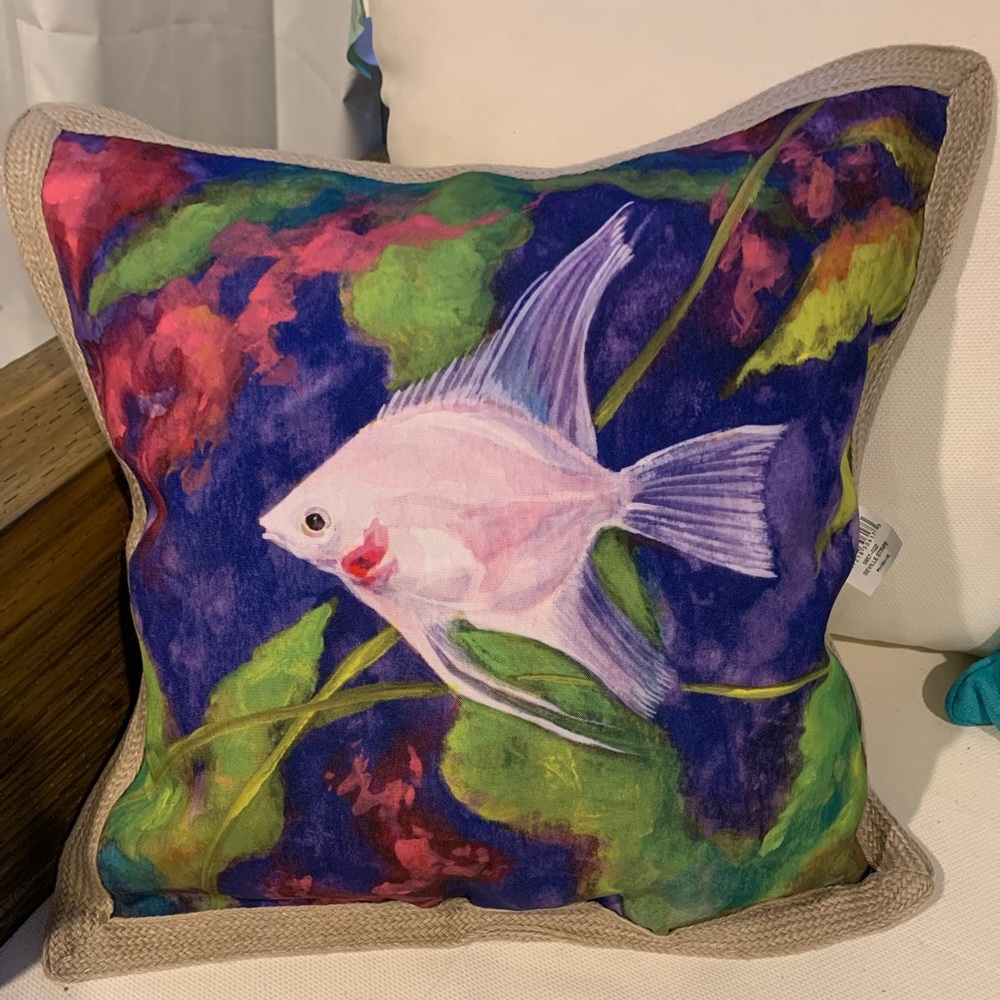 Watercolor Angel Fish throw pillow